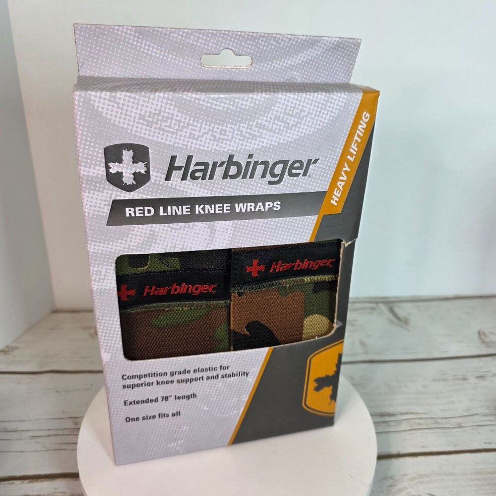 Harbinger Red Line Knee Wraps Camouflage Heavy Lifting Support 78" Elastic One S